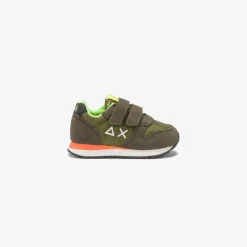 New Sneaker Boy's Tom Fluo in nylon e suede verde militare Bambino Scarpe|Bambino