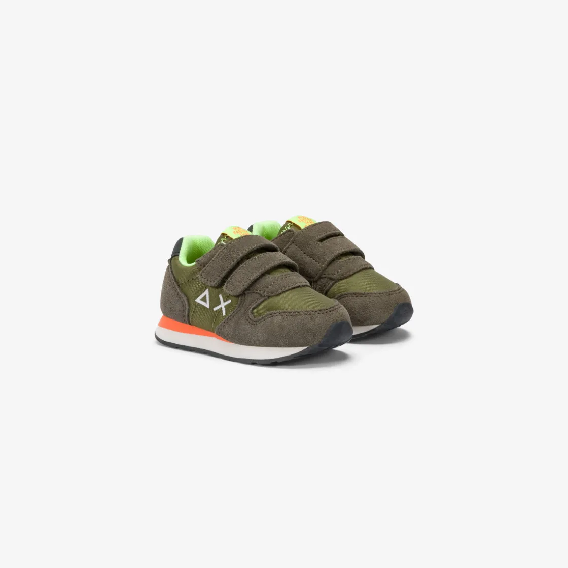 New Sneaker Boy's Tom Fluo in nylon e suede verde militare Bambino Scarpe|Bambino