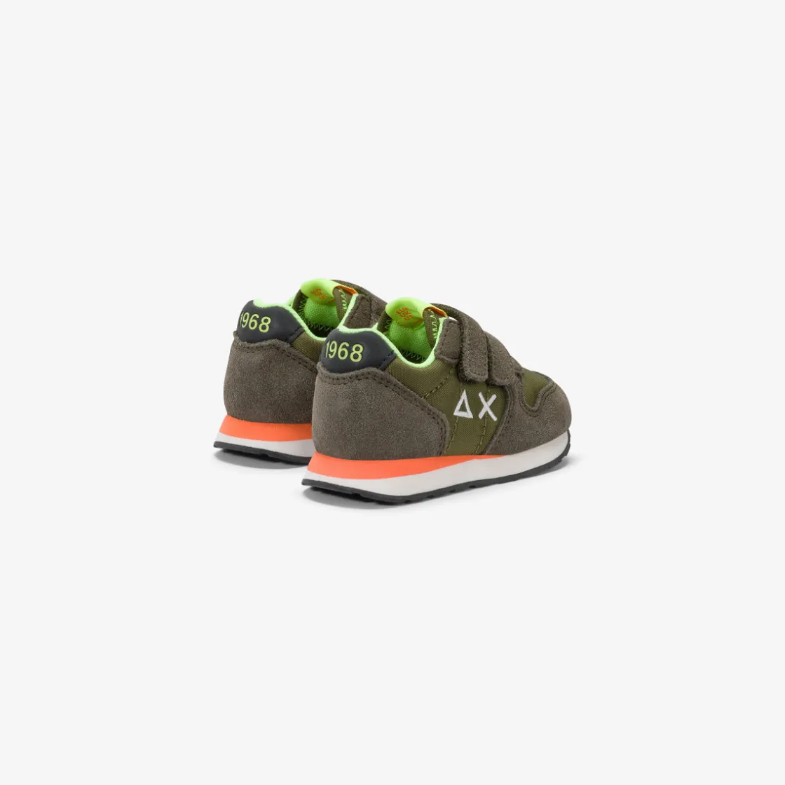 New Sneaker Boy's Tom Fluo in nylon e suede verde militare Bambino Scarpe|Bambino