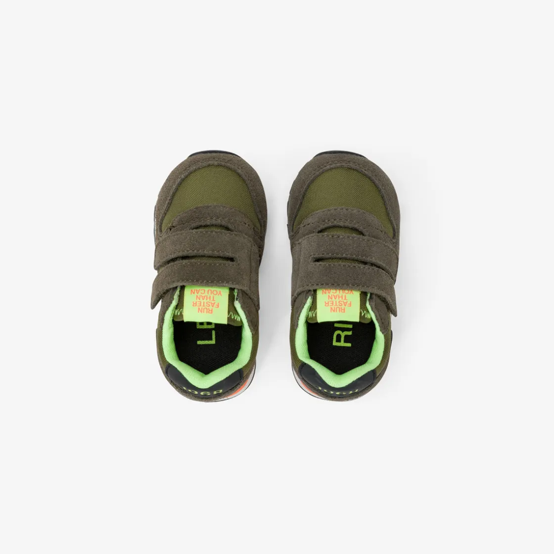 New Sneaker Boy's Tom Fluo in nylon e suede verde militare Bambino Scarpe|Bambino