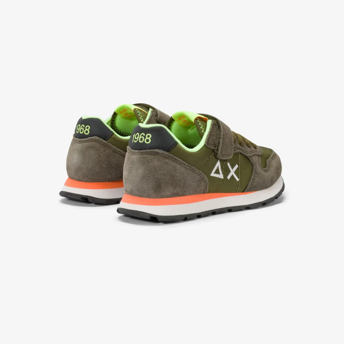 Outlet Sneaker Boy's Tom Fluo in nylon e suede verde militare Bambino Scarpe|Bambino