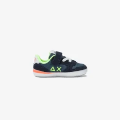Fashion Sneaker Boy's Tom Fluo in nylon e suede blu navy Bambino Scarpe|Bambino