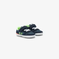 Fashion Sneaker Boy's Tom Fluo in nylon e suede blu navy Bambino Scarpe|Bambino