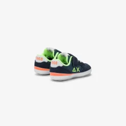 Fashion Sneaker Boy's Tom Fluo in nylon e suede blu navy Bambino Scarpe|Bambino