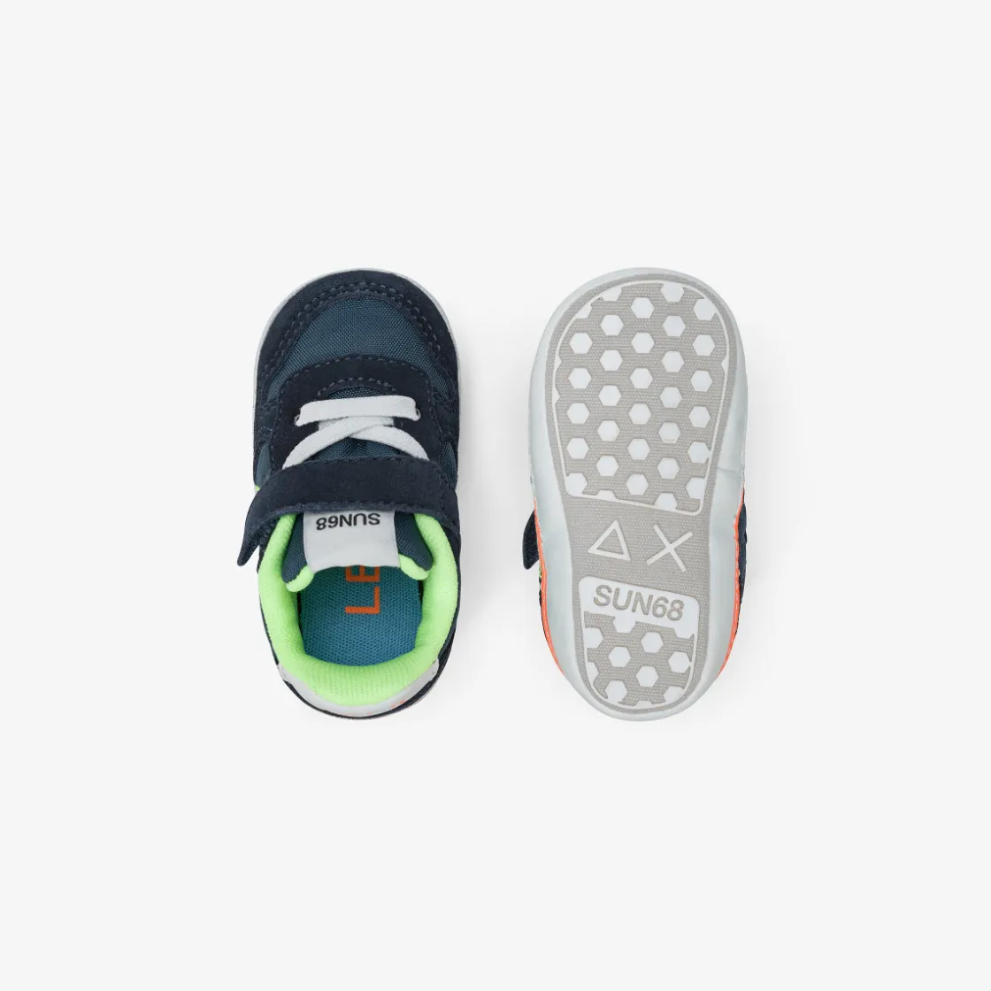 Fashion Sneaker Boy's Tom Fluo in nylon e suede blu navy Bambino Scarpe|Bambino