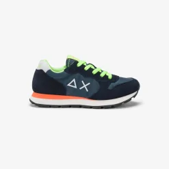 Online Sneaker Boy's Tom Fluo in nylon e suede blu navy Bambino Scarpe|Bambino