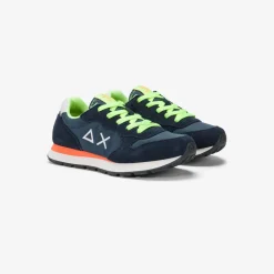 Online Sneaker Boy's Tom Fluo in nylon e suede blu navy Bambino Scarpe|Bambino