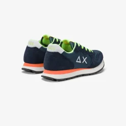Online Sneaker Boy's Tom Fluo in nylon e suede blu navy Bambino Scarpe|Bambino
