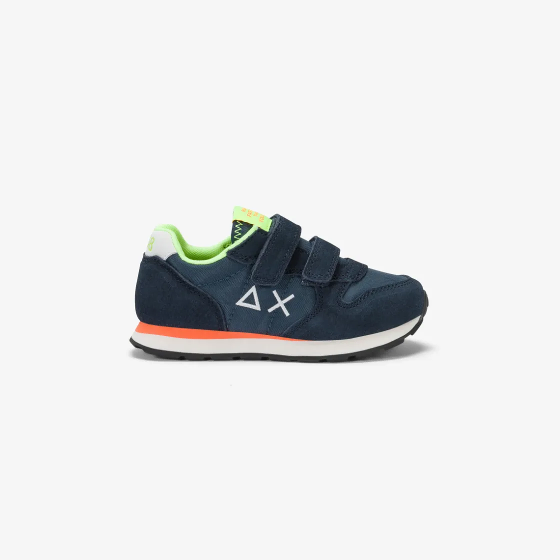 Fashion Sneaker Boy's Tom Fluo in nylon e suede blu navy Bambino Scarpe|Bambino