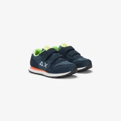 Fashion Sneaker Boy's Tom Fluo in nylon e suede blu navy Bambino Scarpe|Bambino