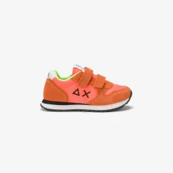 Outlet Sneaker Boy's Tom in nylon e suede arancio fluo Bambino Scarpe|Bambino