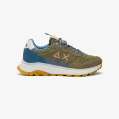 Hot Sneaker Fire & Camping in suede e mesh verde militare Uomo Scarpe|Uomo