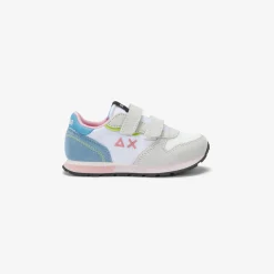 Outlet Sneaker Girl's Ally Color Explosion in suede e nylon bianco Bambina