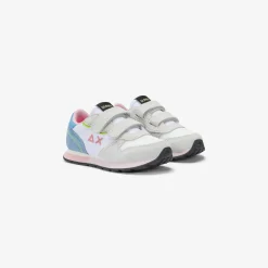 Outlet Sneaker Girl's Ally Color Explosion in suede e nylon bianco Bambina