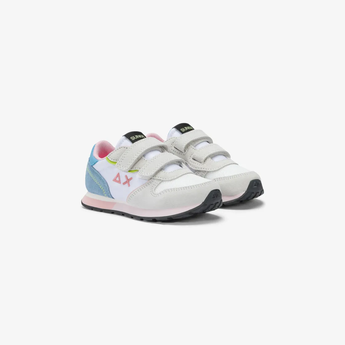 Outlet Sneaker Girl's Ally Color Explosion in suede e nylon bianco Bambina