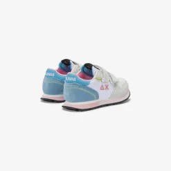 Outlet Sneaker Girl's Ally Color Explosion in suede e nylon bianco Bambina