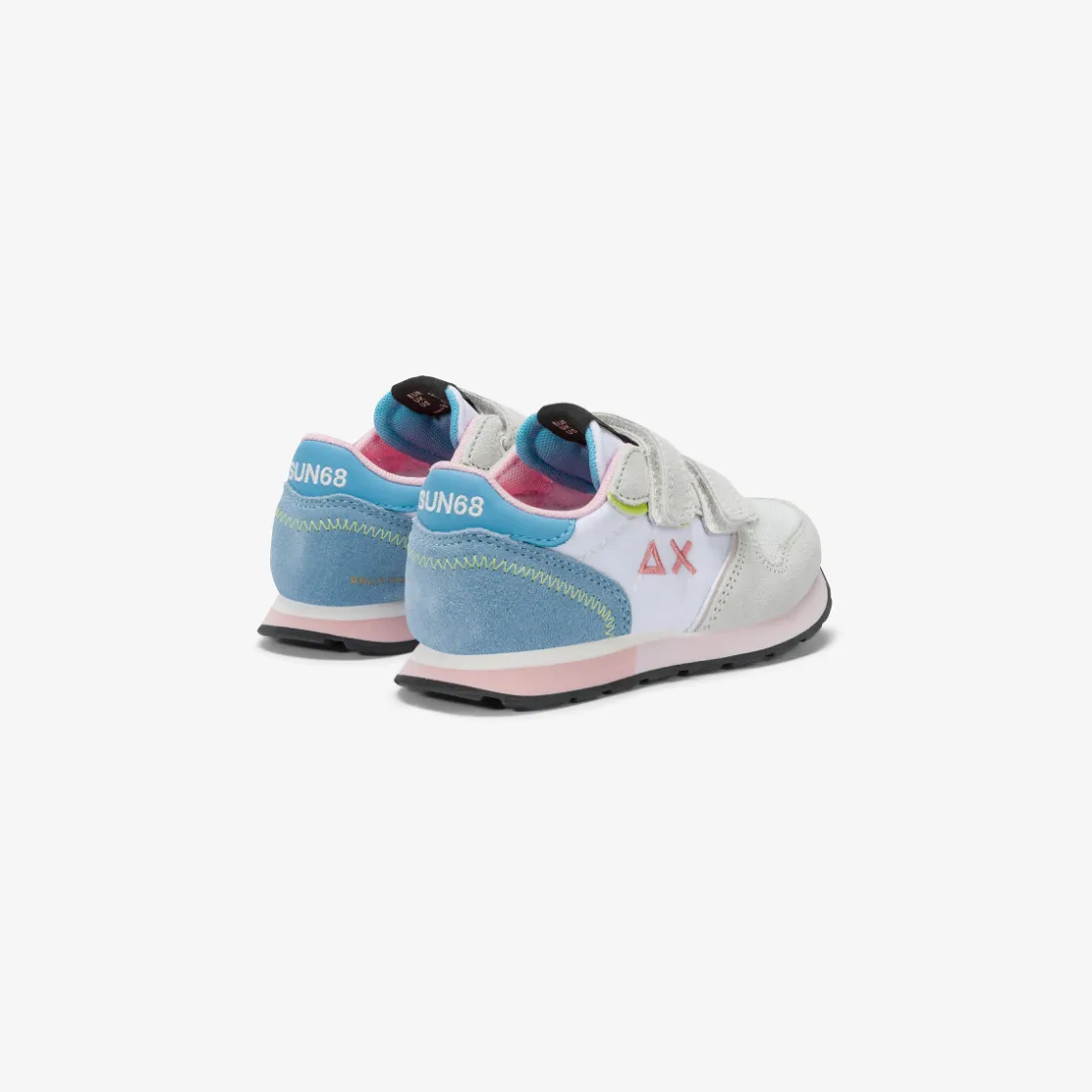 Outlet Sneaker Girl's Ally Color Explosion in suede e nylon bianco Bambina