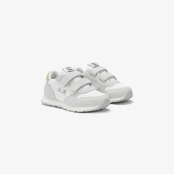 Online Sneaker Girl's Ally Gold Silver in suede e nylon bianco Bambina