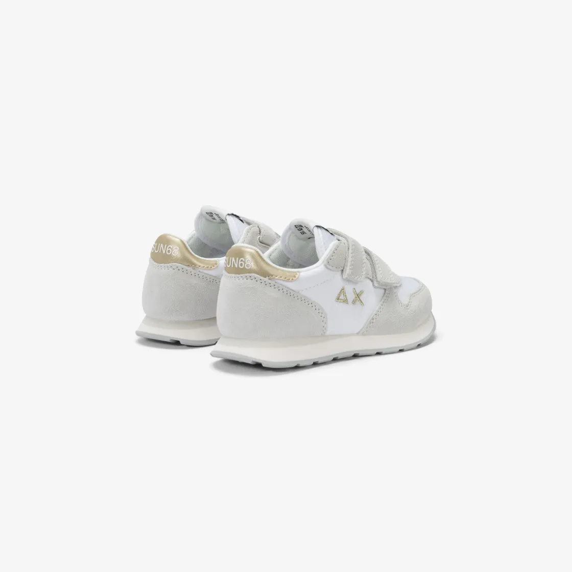 Online Sneaker Girl's Ally Gold Silver in suede e nylon bianco Bambina