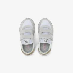 Online Sneaker Girl's Ally Gold Silver in suede e nylon bianco Bambina