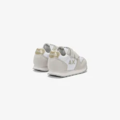 Fashion Sneaker Girl's Ally Gold Silver in suede e nylon bianco Bambina