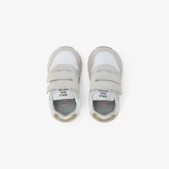 Fashion Sneaker Girl's Ally Gold Silver in suede e nylon bianco Bambina