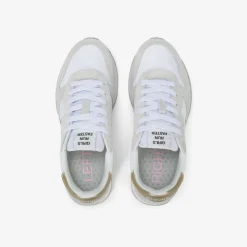 Fashion Sneaker Girl's Ally Gold Silver in suede e nylon bianco Bambina
