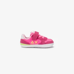 Fashion Sneaker Girl's Ally in suede e nylon fucsia fluo Bambina