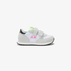 Discount Sneaker Girl's Ally in suede e nylon bianco e fucsia fluo Bambina