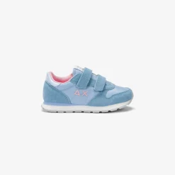 Outlet Sneaker Girl's Ally in suede e nylon azzurro Bambina