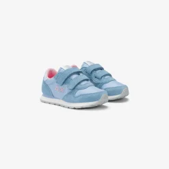 Outlet Sneaker Girl's Ally in suede e nylon azzurro Bambina