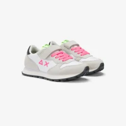 Best Sneaker Girl's Ally in suede e nylon bianco e fucsia fluo Bambina