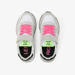 Best Sneaker Girl's Ally in suede e nylon bianco e fucsia fluo Bambina