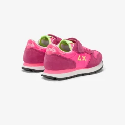 Discount Sneaker Girl's Ally in suede e nylon fucsia fluo Bambina