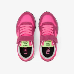 Discount Sneaker Girl's Ally in suede e nylon fucsia fluo Bambina