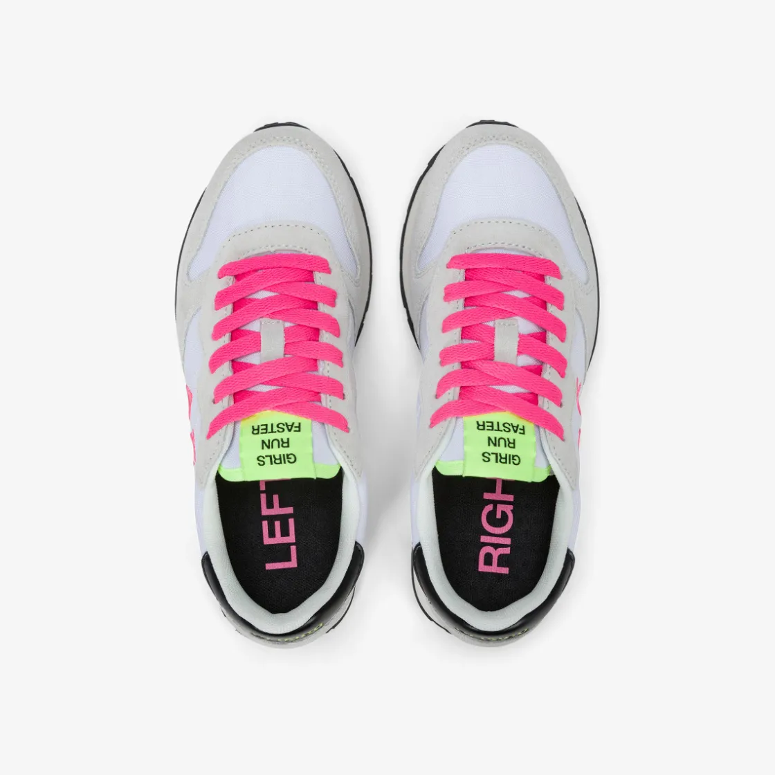 Clearance Sneaker Girl's Ally in suede e nylon bianco e fucsia fluo Bambina