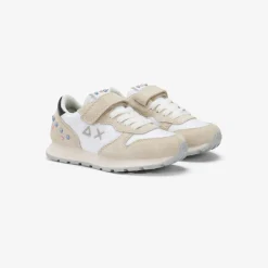 Fashion Sneaker Girl's Ally Studs in suede e nylon bianco Bambina