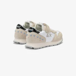 Fashion Sneaker Girl's Ally Studs in suede e nylon bianco Bambina