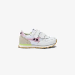 Fashion Sneaker Girl's Big Stargirl Sponge in pelle e nylon bianco e rosa Bambina