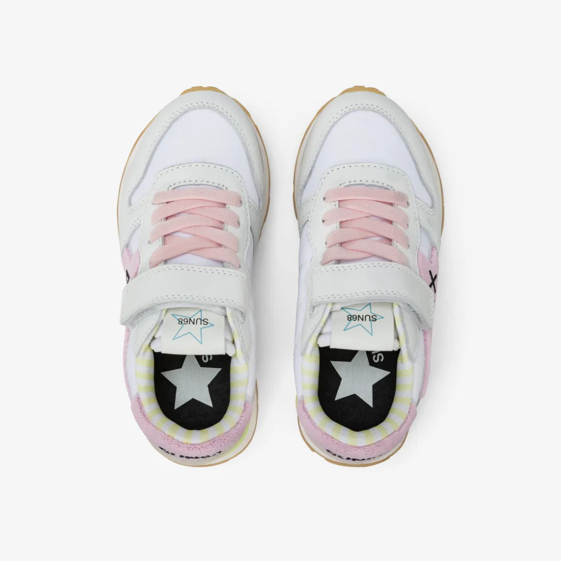Sale Sneaker Girl's Big Stargirl Sponge in pelle e nylon bianco e rosa Bambina