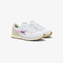 Discount Sneaker Girl's Big Stargirl Sponge in pelle e nylon bianco e rosa Bambina