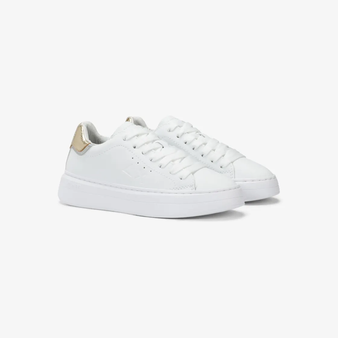 Outlet Sneaker Girl's Grace in pelle bianca e oro Bambina