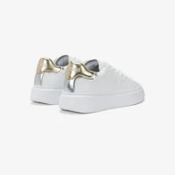 Outlet Sneaker Girl's Grace in pelle bianca e oro Bambina
