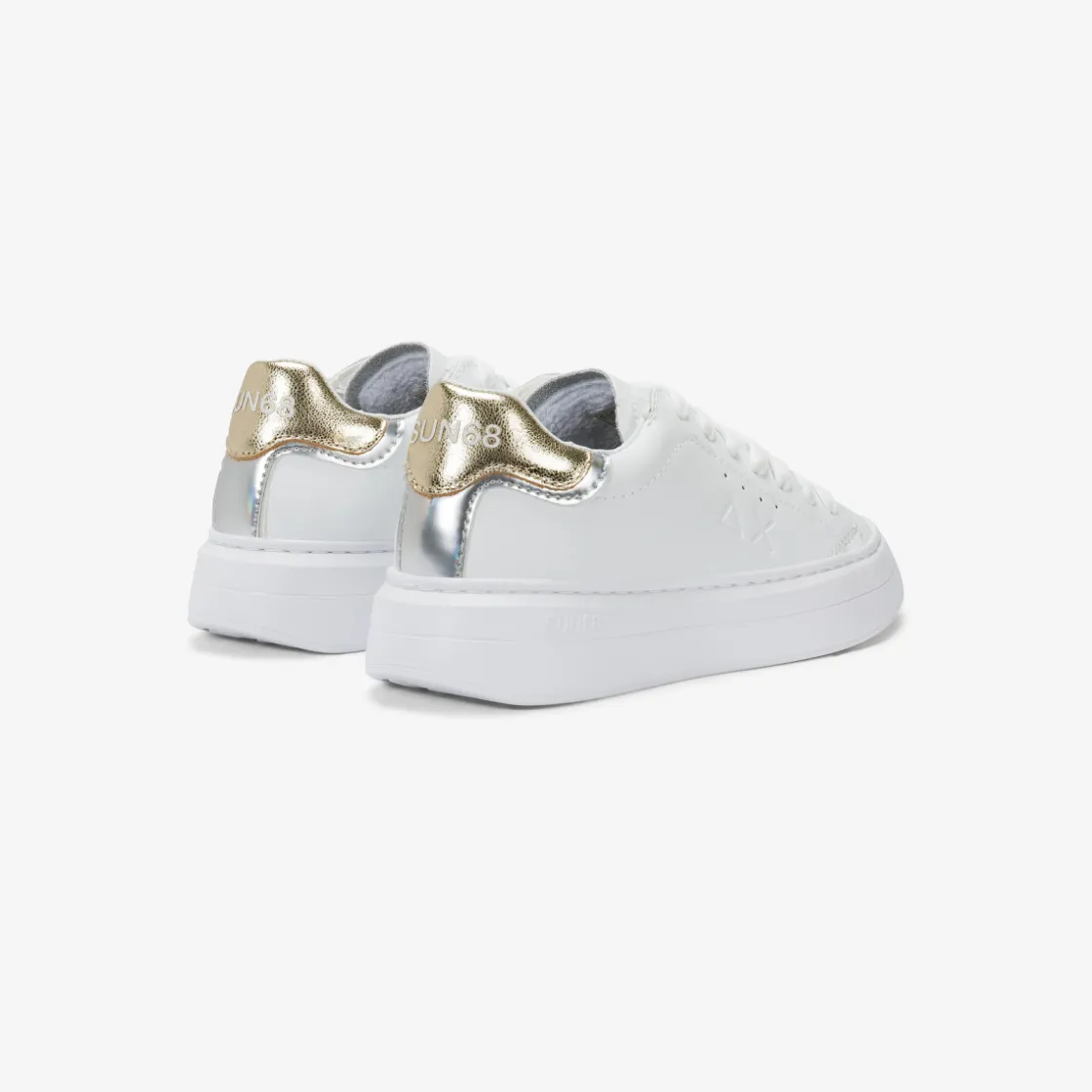 Outlet Sneaker Girl's Grace in pelle bianca e oro Bambina