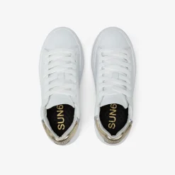 Outlet Sneaker Girl's Grace in pelle bianca e oro Bambina