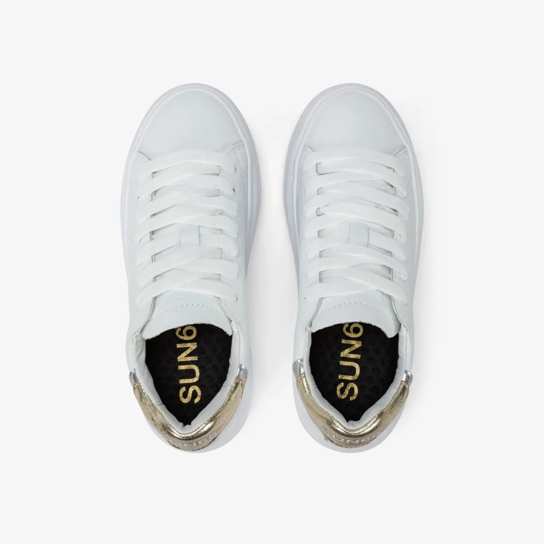 Outlet Sneaker Girl's Grace in pelle bianca e oro Bambina