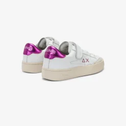 Fashion Sneaker Girl's Katy in pelle bianca e fucsia Bambina
