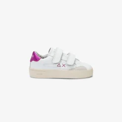 Hot Sneaker Girl's Katy in pelle bianca e fucsia Bambina