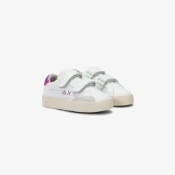 Hot Sneaker Girl's Katy in pelle bianca e fucsia Bambina