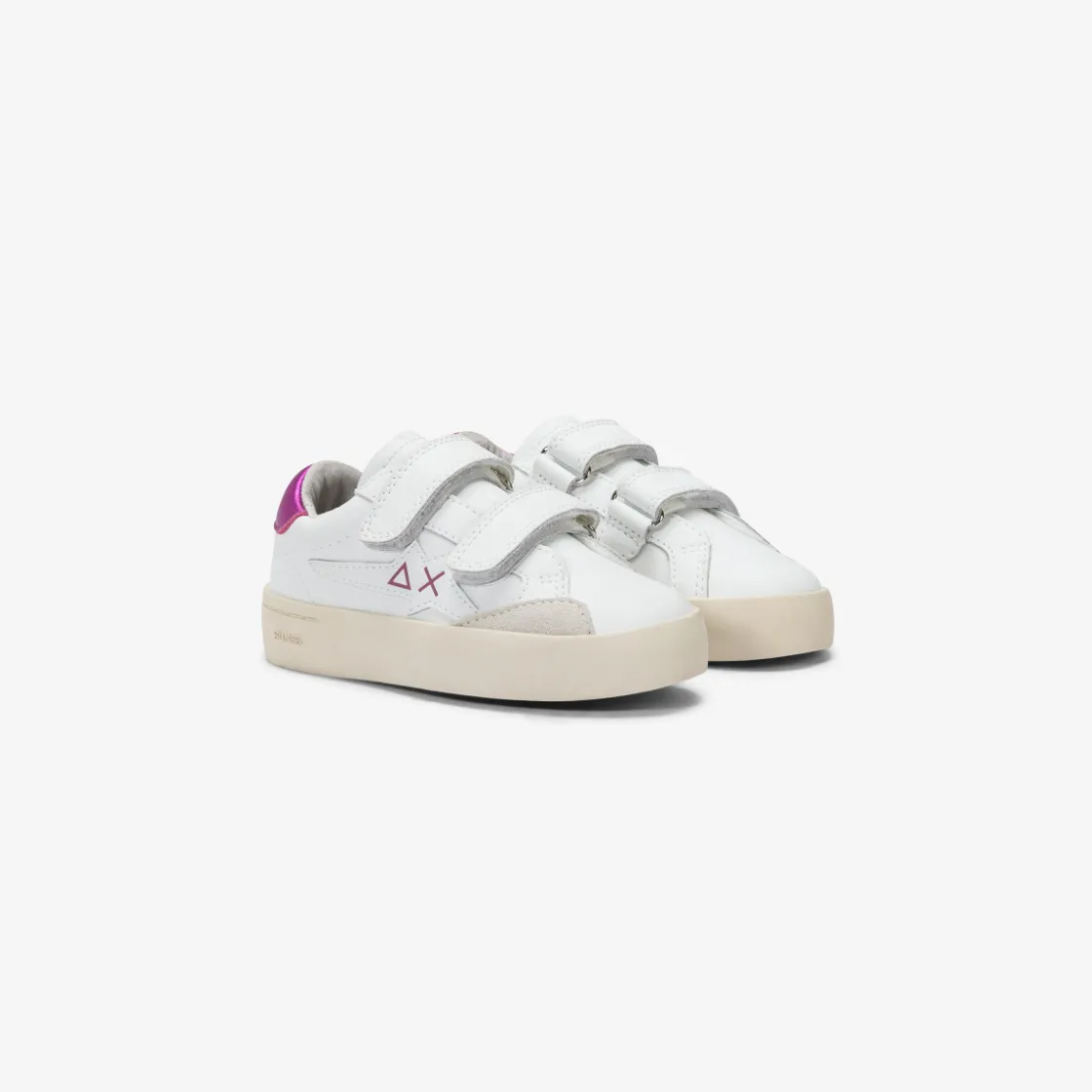 Hot Sneaker Girl's Katy in pelle bianca e fucsia Bambina